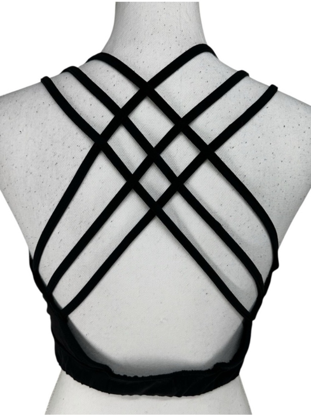 GLYDER / Black Strappy Sports Bra Top Sheer Panel Detail / Large / Goth Emo